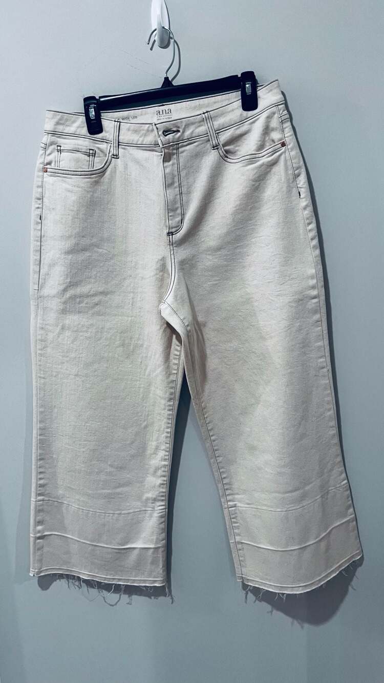 ANA A New Approach Wide Leg Crop Jeans Size 14 Cream Raw Hem NWOT - Picture 5 of 5